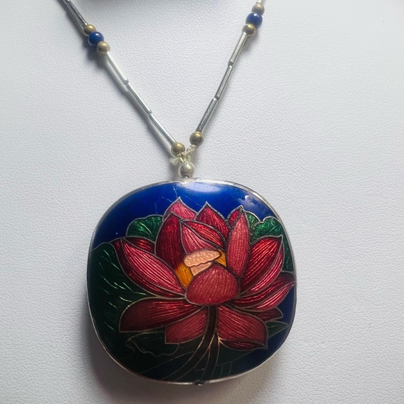 Enameled Pillow Two sided pendant - Picture 2 of 6